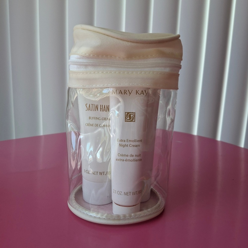 Mary Kay Satin Hands Pampering Set Cleansing Gel Buffing Night Cream Set of 3 - Picture 3 of 3